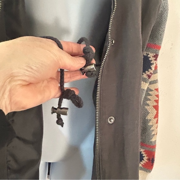 THREAD + SUPPLY Gray Military Utility Jacket Aztec Sleeves Size Large - Picture 8 of 14